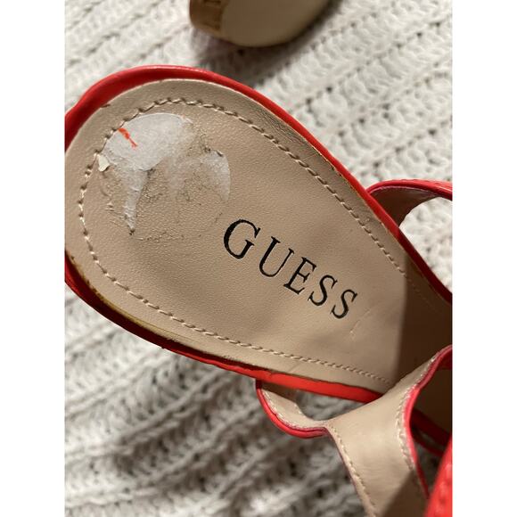 Guess Strappy Sandals WG Aleena T Platform Women's Size 9.5 Coral Orange Heels - Picture 6 of 11
